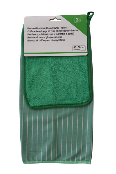 Bambus Microfaser Glasreinigungs-Tücher 2er Set