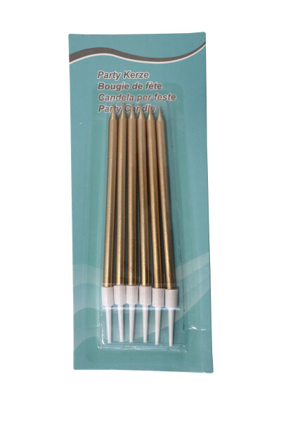 Tortenkerzen Gold mit Halter 11 cm, 6 Stück