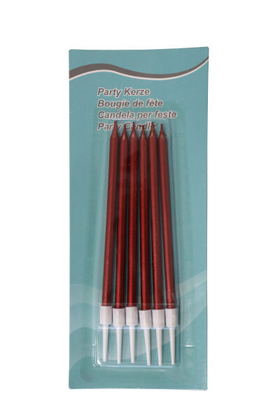 Tortenkerzen Rot mit Halter 11 cm, 6 Stück