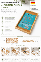 Aufbewahrungsbox, Utensilienbox aus Bambus-Holz 11 x 19 cm