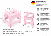 Klapphocker Rosa faltbar mit Anti-Rutsch Beschichtung