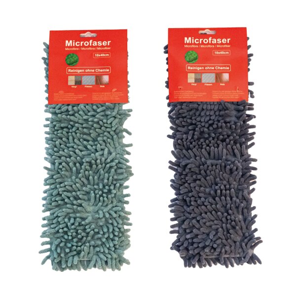 Bodenwischer Ersatzbezug 2eilig (Türkis und Blau/Grau), 10 x 40 cm, 100% Microfaser