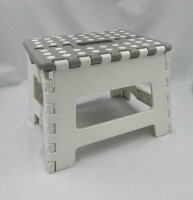 Klapphocker Grau/Weiß faltbar mit Anti-Rutsch...