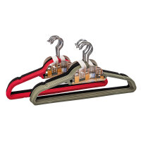 Kleiderbügel Geflockt, Rutschfest, Samtoptik, Krawattenhalter 10er Set