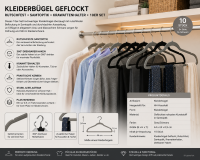 Kleiderbügel Geflockt, Rutschfest, Samtoptik, Krawattenhalter 10er Set