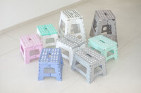 XL Klapphocker, Klapptritt, Tritthocker Grau/Weiß Faltbar H 40cm bis 150KG