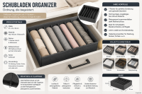 Schubladen Organizer 31 x 31 x 10 cm – Faltbare Aufbewahrungsbox mit 7 Fächern aus Non Woven